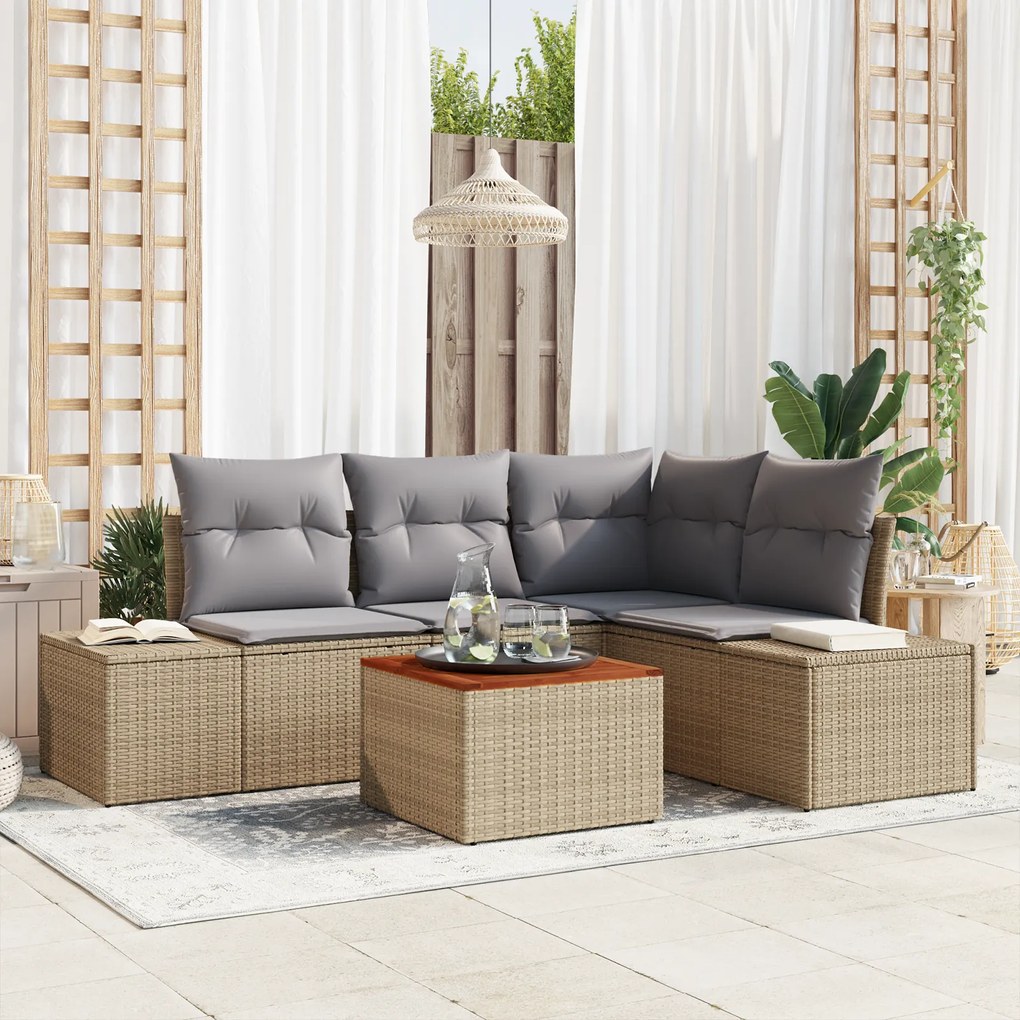 vidaXL Σαλονάκι Κήπου 5 pcs Beige, ανοιχτό γκρι 55 x 55 x 37 εκ