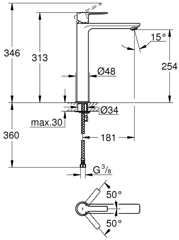 Μπαταρία νιπτήρος Grohe Lineare New XL επιτραπέζια-Ashmi Gualistero