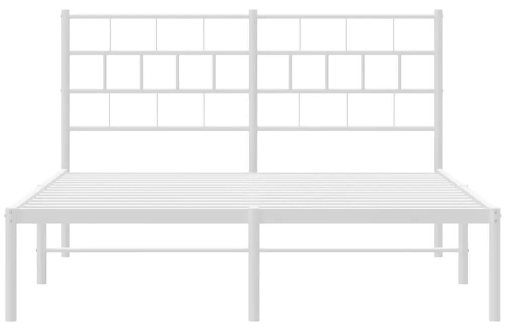 vidaXL Πλαίσιο Κρεβατιού με Κεφαλάρι Λευκό 135 x 190 εκ. Μεταλλικό