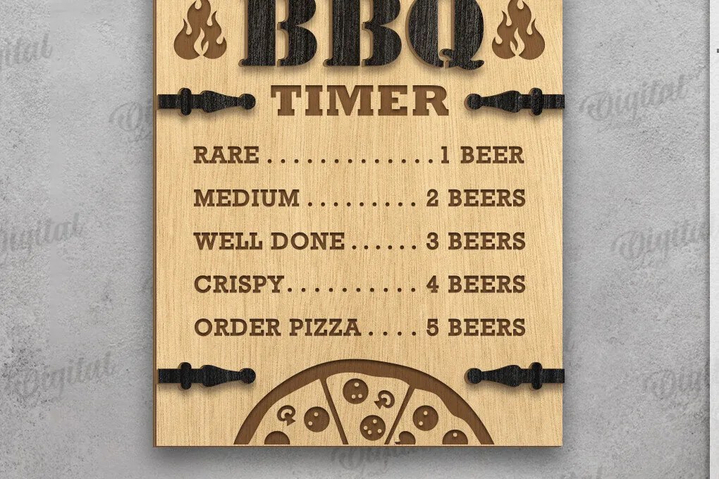 Intra απο ξύλο plywood 3mm-4mm πάχος BBQ Timer Sign . Γκριλ Δίασταση 30x20 cm INTRAFABR-122960590