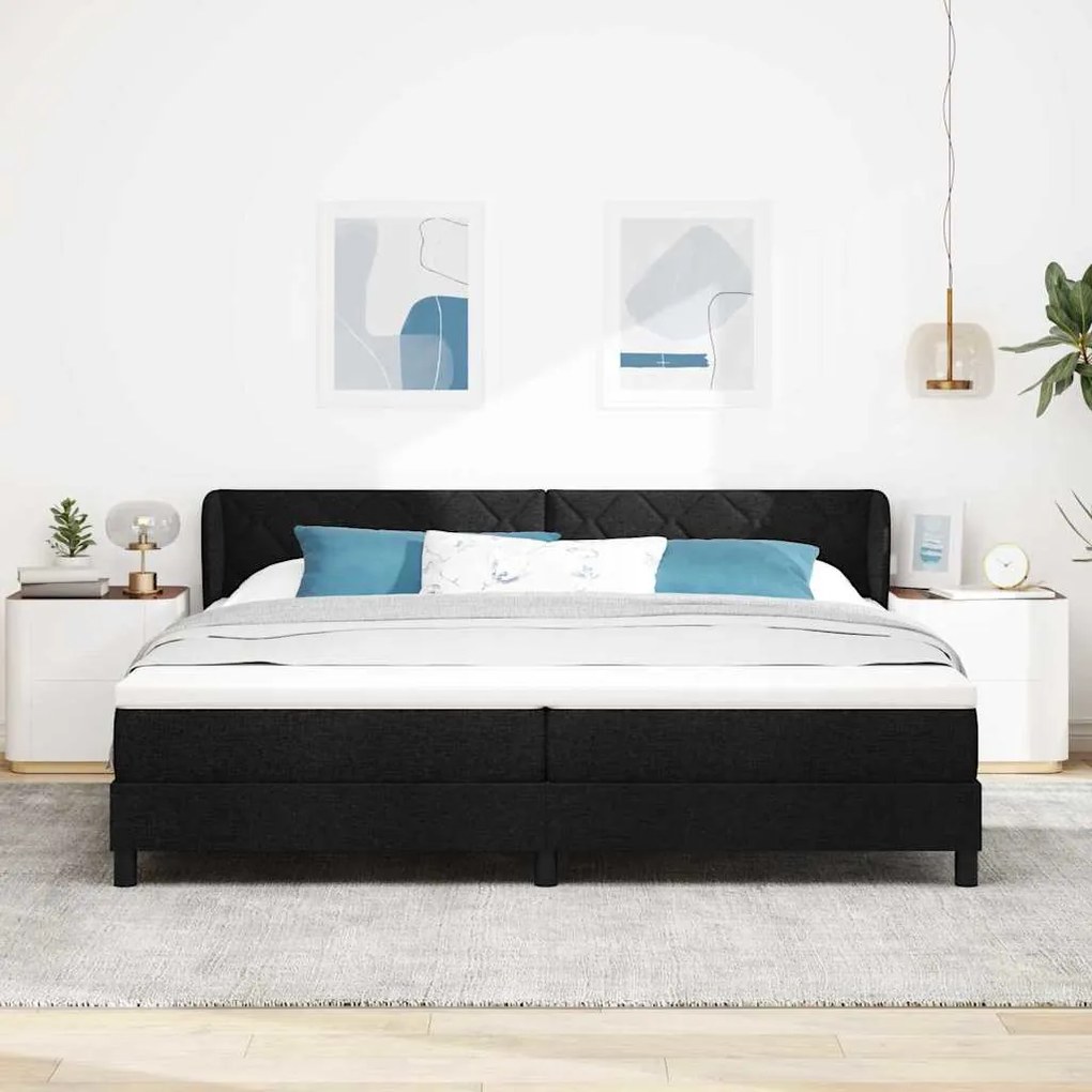 vidaXL Κρεβάτι box spring με στρώμα Μαύρο 200 x 200 cm ύφασμα
