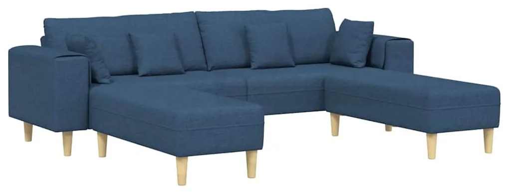 vidaXL Υφασμάτινος καναπές με μαξιλάρι 3 pcs Μπλε 208 εκ. ύφασμα