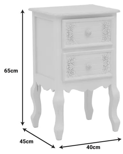 Συρταριέρα Pazlen Inart mdf σε λευκή αντικέ απόχρωση 40x45x65εκ - 087-000010