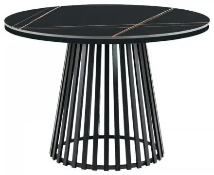 ΣΤΡΟΓΓΥΛΟ ΤΡΑΠΕΖΙ ΤΡΑΠΕΖΑΡΙΑΣ Fylliana FL06 ΜΕ ΚΕΡΑΜΙΚΗ ΕΠΙΦΑΝΕΙΑ ΚΑΙ ΜΕΤΑΛΛΙΚΗ ΒΑΣΗ ΣΕ ΜΑΥΡΟ ΜΑΤ ΧΡΩΜΑ 110x75εκ 618-225-066