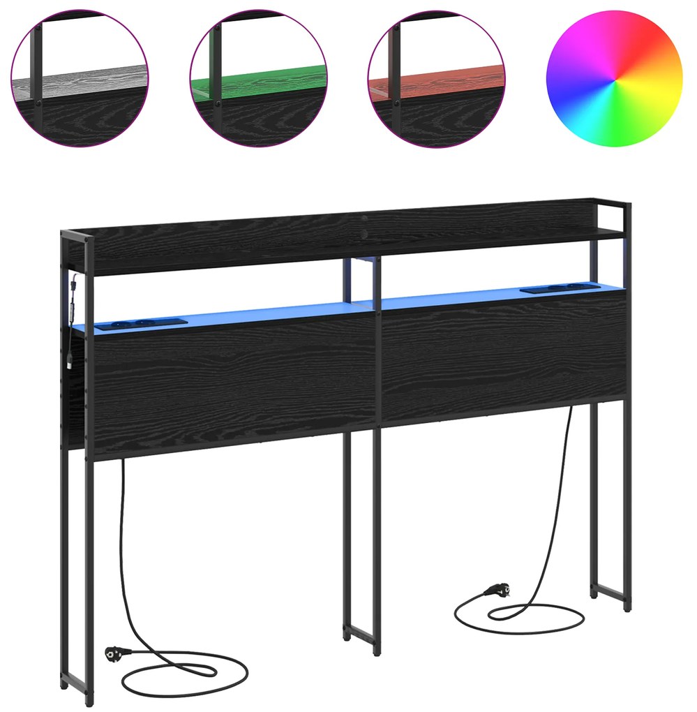 vidaXL Κεφαλάρι Αποθήκης με ράφι Μαύρη δρυς 135 cm Επεξεργασμένο ξύλο