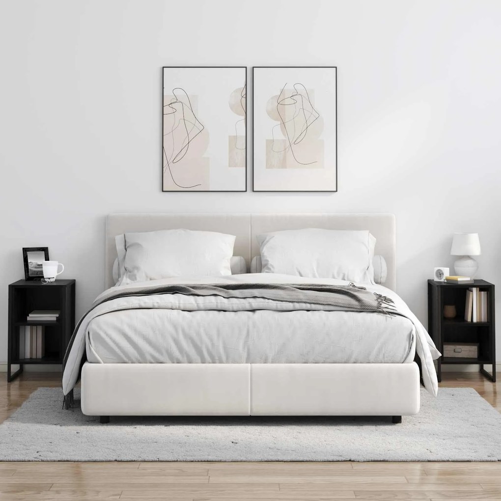 vidaXL Κομοδίνο 2 pcs Μαύρη Οξυά 39.5 x 30 x 50 εκ Επεξεργασμένο ξύλο