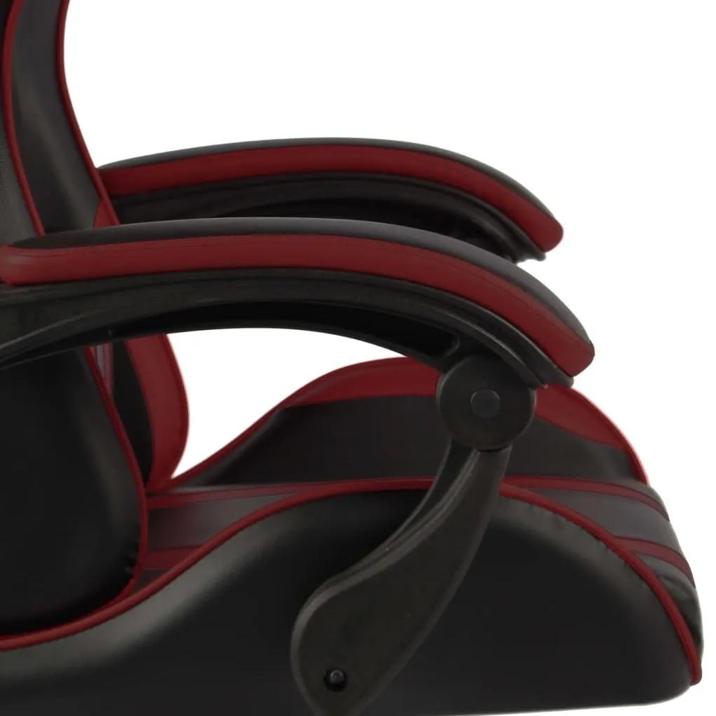 Καρέκλα Racing με Υποπόδιο Μαύρο / Μπορντό από Συνθετικό Δέρμα - Κόκκινο