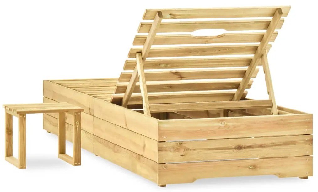 vidaXL Ξαπλώστρα από Πράσινο Εμποτισμένο Ξύλο Πεύκου με Τραπεζάκι