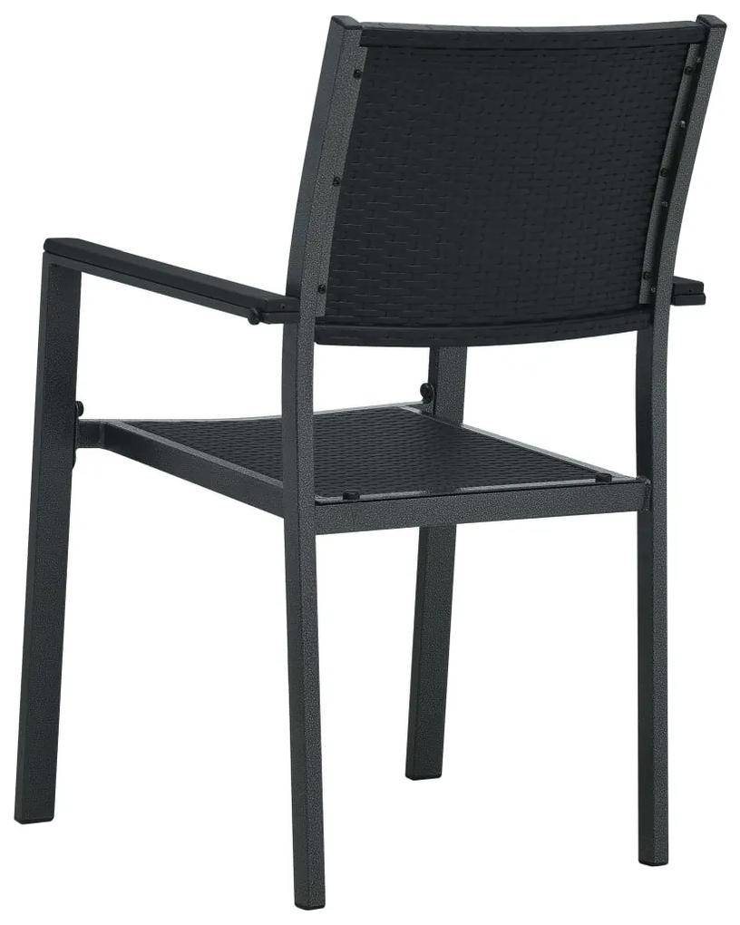 Καρέκλες Κήπου 4 τεμ. Μαύρες με Όψη Ρατάν Πλαστικές - Μαύρο