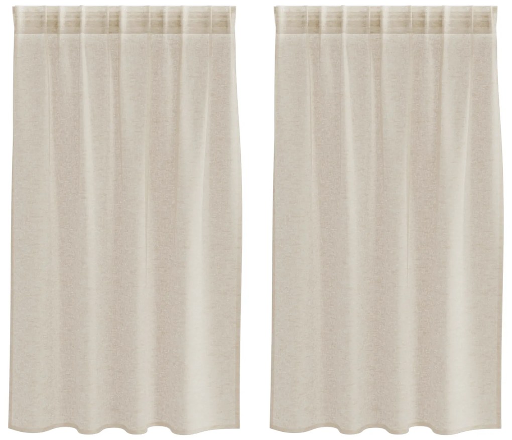 vidaXL Κουρτίνες με κουρτίνες 2 pcs Άμμος 140 x 140 εκ. Πολυεστέρας