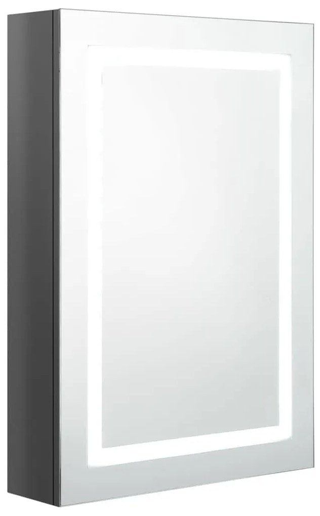 Καθρέφτης Μπάνιου με Ντουλάπι &amp; LED Λαμπερό Γκρι 50x13x70 εκ. - Γκρι