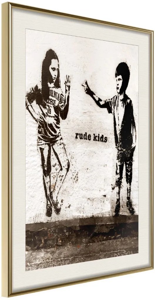 Αφίσα - Banksy: Rude Kids - 20x30 - Χρυσό - Με πασπαρτού