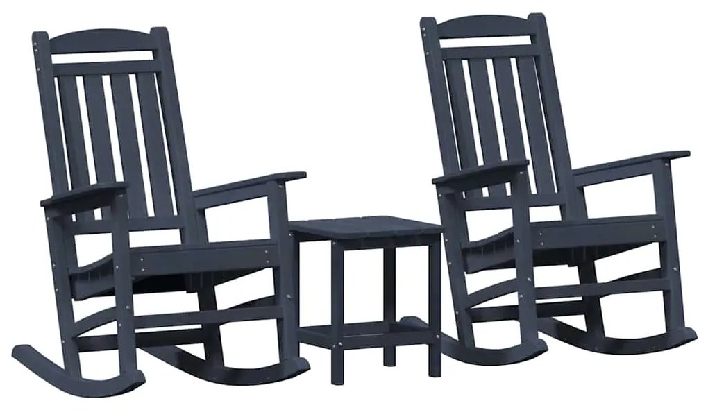 vidaXL Κουνιστή καρέκλα 3 pcs Ναυτικό μπλε Πολυαιθυλένιο