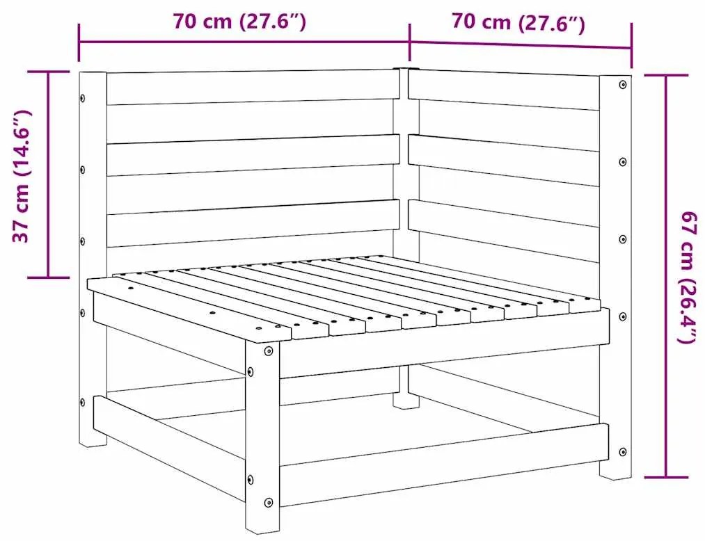 vidaXL Καναπές Κήπου Γωνιακός Καφέ 70x70x67 εκ. από Μασίφ Ξύλο Πεύκου