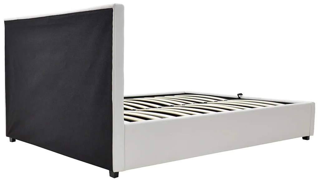 Κρεβάτι Roi pakoworld 160x200 PU λευκό ματ + αποθηκευτικό χώρο