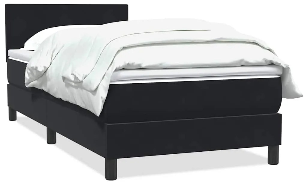 vidaXL Κρεβάτι Boxspring με Στρώμα Μαύρο 90x220 εκ. Βελούδινο