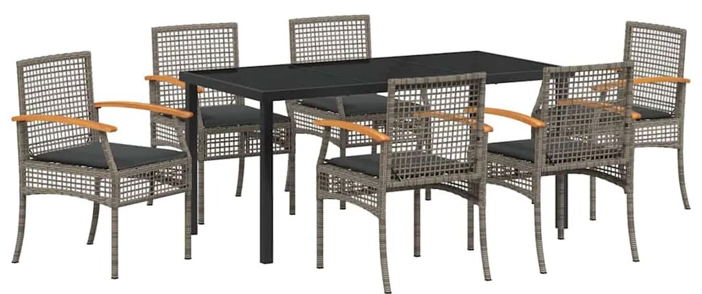 vidaXL Σέτ φαγητού για κήπο 7 pcs Γκρι συνθετικό ρατάν