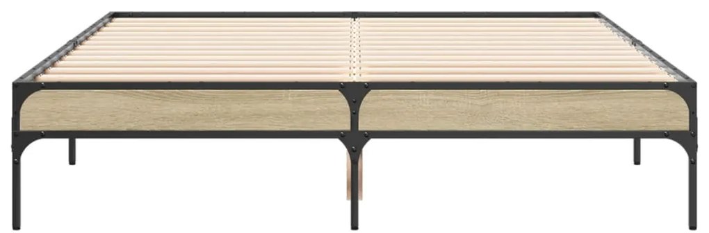vidaXL Πλαίσιο Κρεβατιού Sonoma Δρυς 120x190 εκ. Επεξ. Ξύλο &amp; Μέταλλο