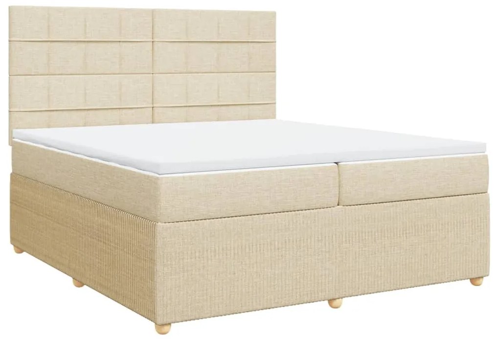 vidaXL Κρεβάτι Boxspring με Στρώμα Κρεμ 200x200 εκ. Υφασμάτινο