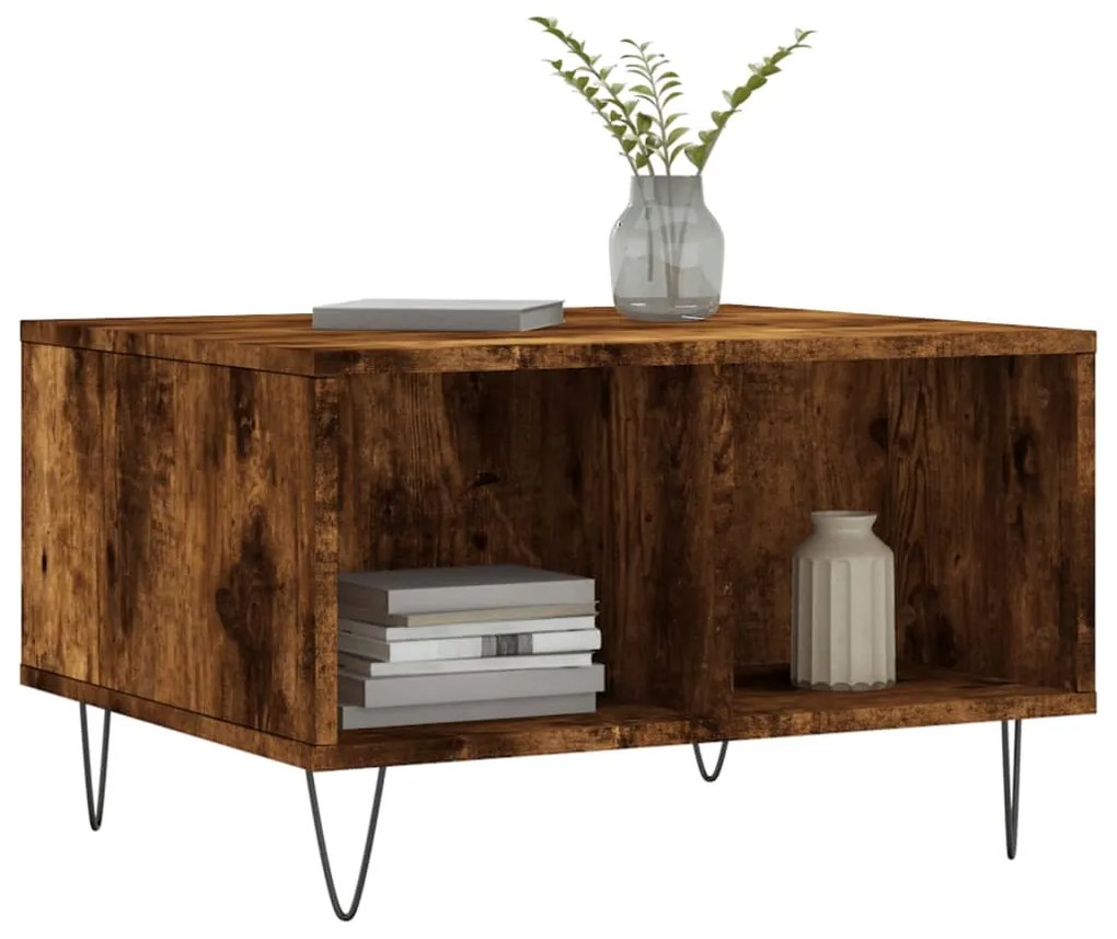 vidaXL Τραπεζάκι Σαλονιού Καπνιστή Δρυς 60x50x36,5εκ. Επεξεργασμ. Ξύλο