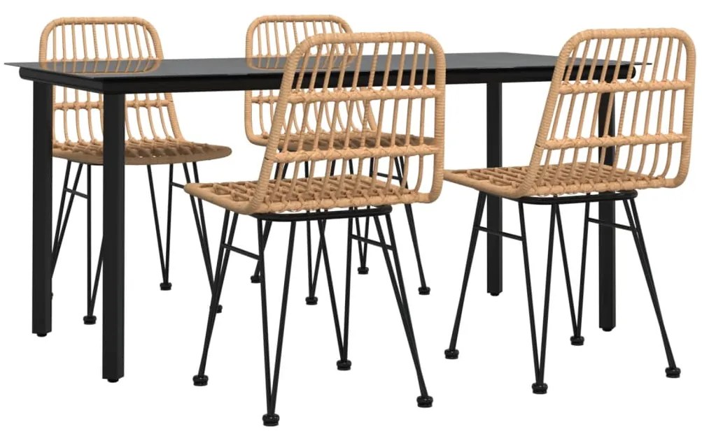 vidaXL Σετ Τραπεζαρίας Κήπου 5 Τεμαχίων από Συνθετικό Ρατάν