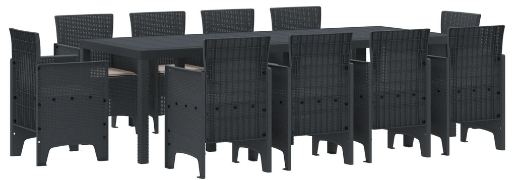 vidaXL Σετ Τραπεζαρίας Κήπου 11 pcs Ανθρακί 250 x 100 x 73 εκ