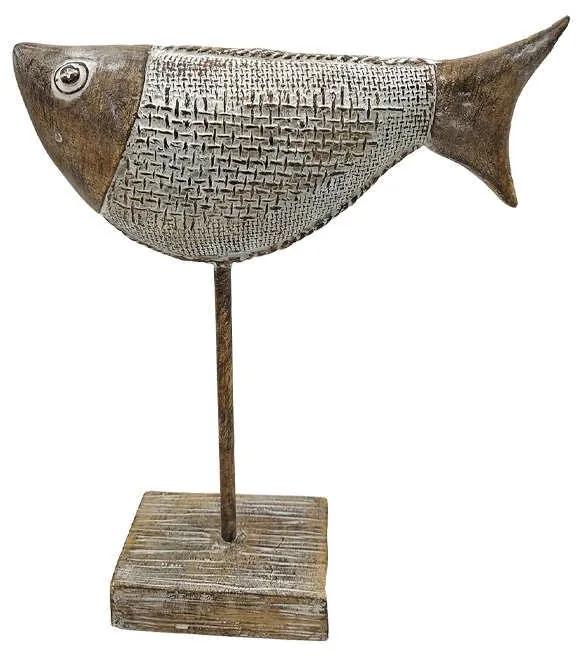Διακοσμητικό Ψάρι Σε Σταντ 279-121-071 17,5x5,6x22cm Brown-White Πολυρεσίνη