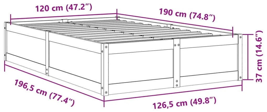 ΠΛΑΙΣΙΟ ΚΡΕΒΑΤΙΟΥ ΛΕΥΚΟ 120 X 190 ΕΚ. ΑΠΟ ΜΑΣΙΦ ΞΥΛΟ ΠΕΥΚΟΥ 3282388