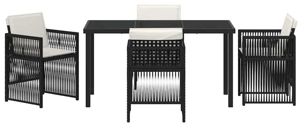 vidaXL Σέτ φαγητού για κήπο 5 pcs Μαύρο Χάλυβας με επίστρωση πούδρας