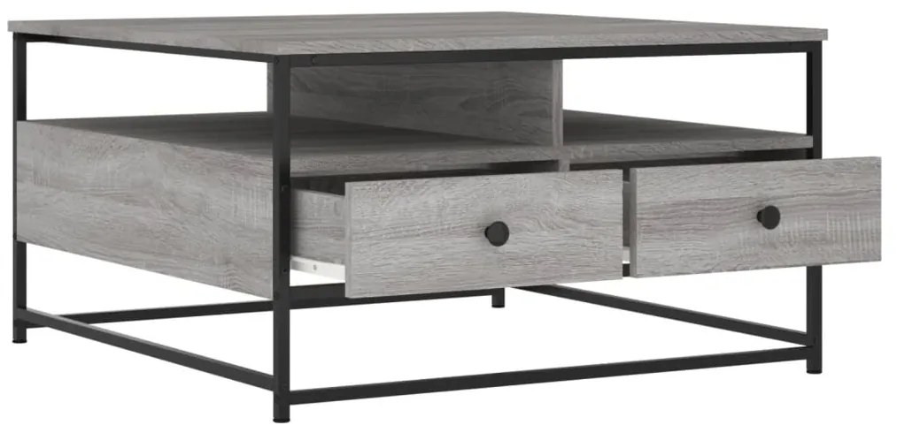 vidaXL Τραπεζάκι Σαλονιού Γκρι Sonoma 80 x 80 x 45 εκ. Επεξεργ. Ξύλο