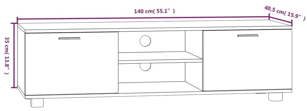 Έπιπλο Τηλεόρασης Γκρι Sonoma 140x40,5x35 εκ. από Επεξεργ. Ξύλο - Γκρι