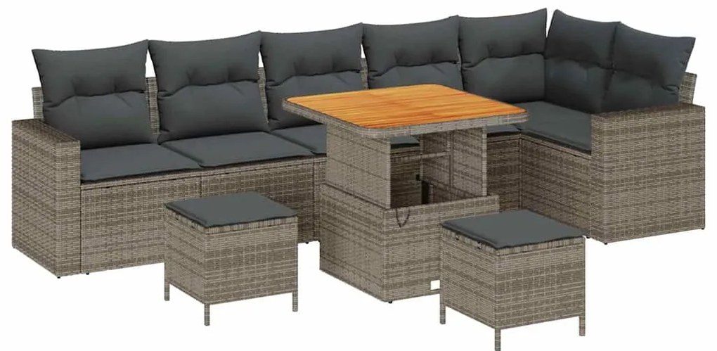 vidaXL Σετ Καναπέ Κήπου 9 pcs Γκρι συνθετικό ρατάν