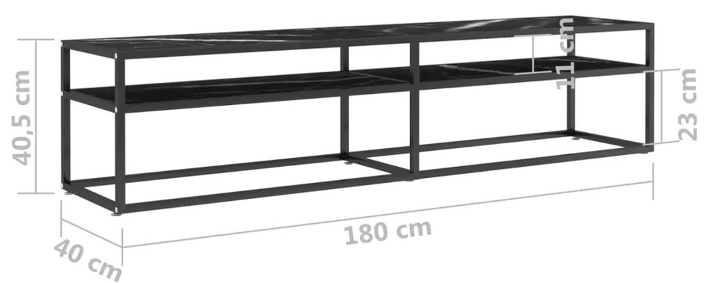 vidaXL Έπιπλο Τηλεόρασης Λευκό Όψη Μαρμάρου 180x40x40,5εκ Γυαλί Ασφαλ.