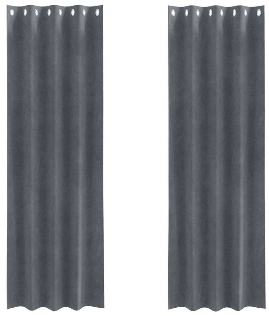 vidaXL Κουρτίνες με κουρτίνες 2 pcs Ανοιχτό γκρι 140 x 225 cm Βελούδο