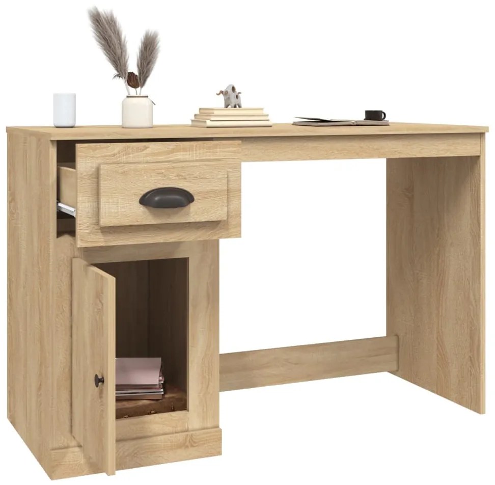 vidaXL Γραφείο με Συρτάρι Sonoma δρυς 115x50x75 εκ. Επεξεργασμένο Ξύλο