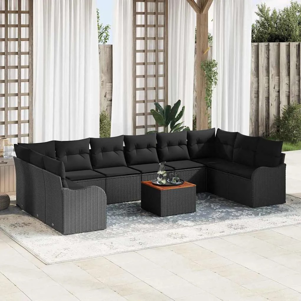 vidaXL Σετ Καναπέ Κήπου 11 pcs Μαύρο