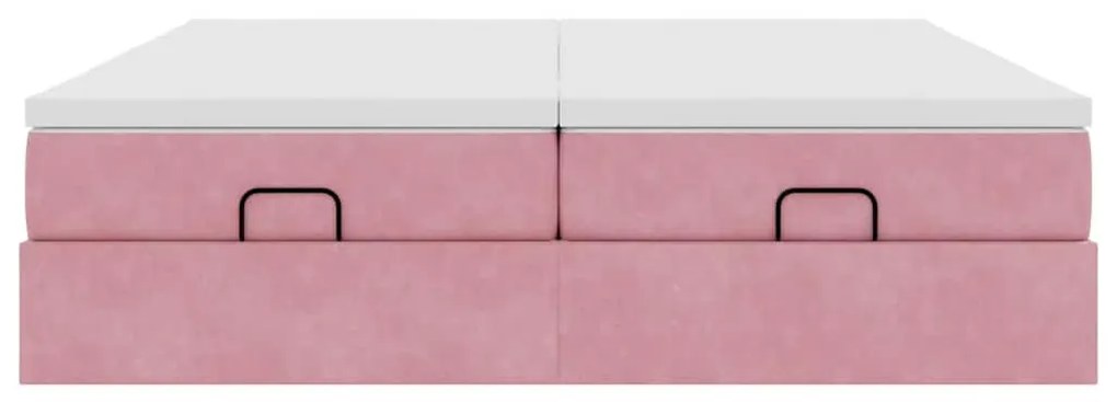 vidaXL Οθωμανικό κρεβάτι με στρώματα ροζ 200x200cm Velvet
