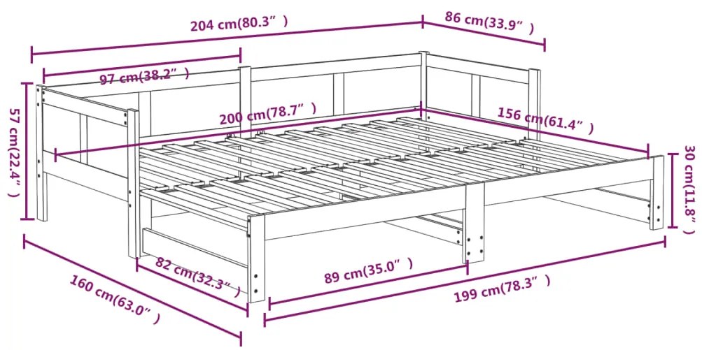 ΚΑΝΑΠΕΣ ΚΡΕΒΑΤΙ ΣΥΡΟΜΕΝΟΣ 2X(80X200) ΕΚ. ΑΠΟ ΜΑΣΙΦ ΞΥΛΟ ΠΕΥΚΟΥ 820257