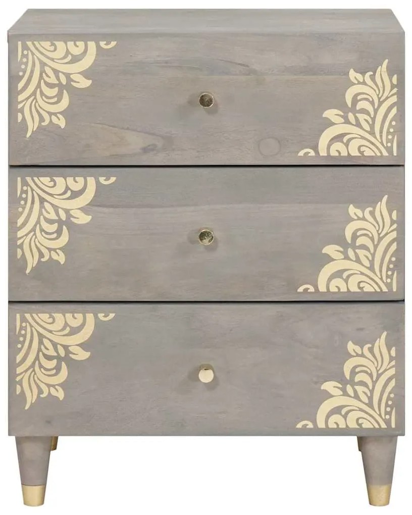 vidaXL Κομοδίνο με συρτάρι Γκρι 50 x 33 x 62 εκ. Μασίφ ξύλο μάνγκο