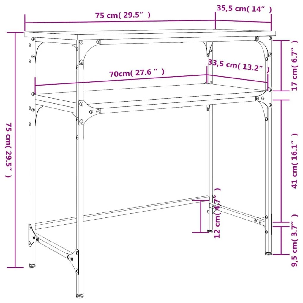 Τραπέζι Κονσόλα Sonoma Δρυς 75x35,5x75 εκ. Επεξεργασμένο Ξύλο - Καφέ