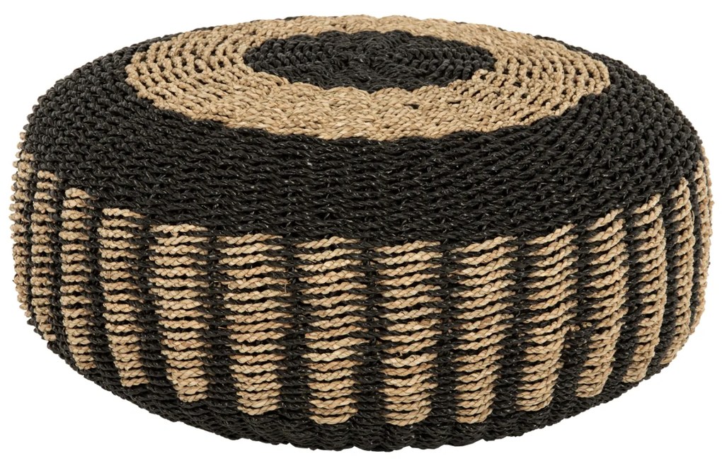 ΠΟΥΦ ΣΚΑΜΠΟ SARONI FB97851.02 SEAGRASS ΣΕ ΦΥΣΙΚΟ-ΜΑΥΡΟ ΧΡΩΜΑ Φ60x35Yεκ.
