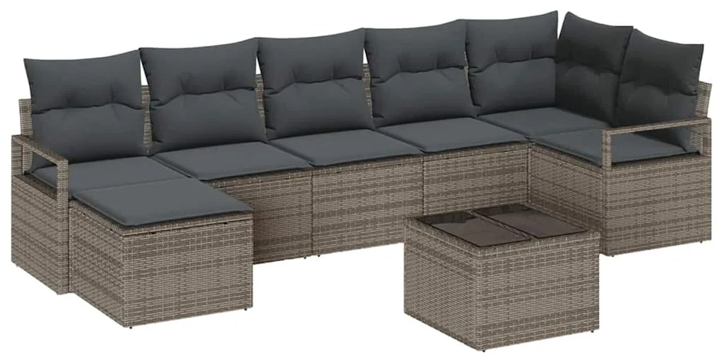 vidaXL Σετ Καναπέ Κήπου 8 pcs Γκρι Πολυ ράταν