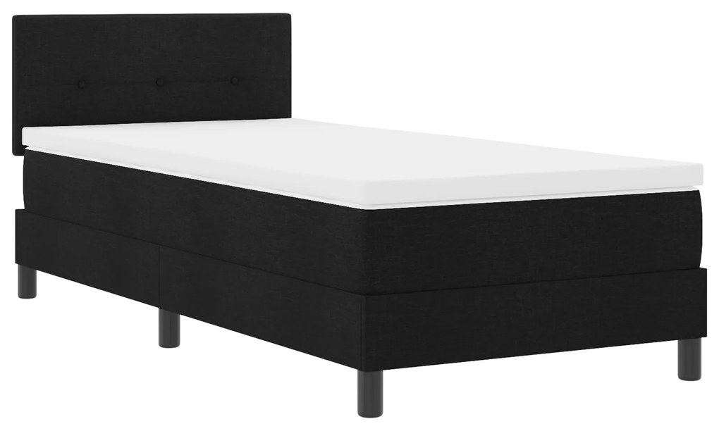 vidaXL Κρεβάτι Box Spring με Στρώμα & LED Μαύρο 90x190 εκ. Υφάσματος