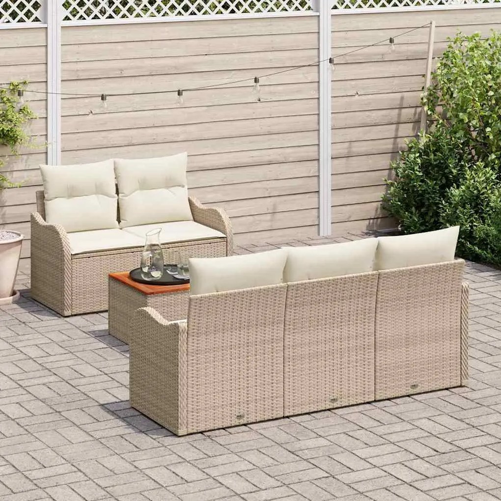 vidaXL Σετ Καναπέ Κήπου 6 pcs Μπεζ Πολυ ράταν