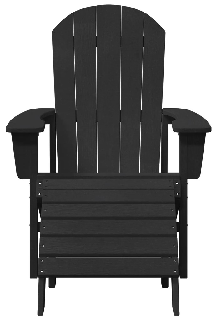 vidaXL Καρέκλες Adirondack με Πόδια 2 τεμ Μαύρο HDPE