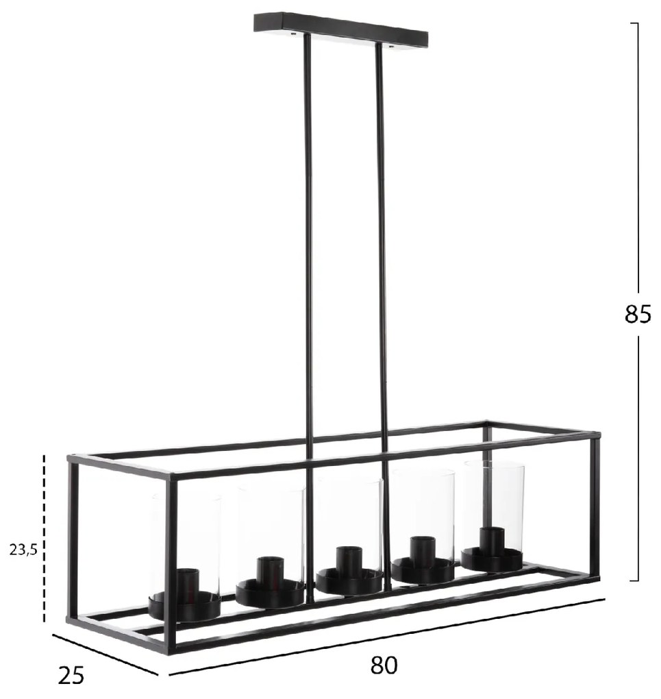 ΦΩΤΙΣΤΙΚΟ ΟΡΟΦΗΣ ΚΡΕΜΑΣΤΟ HM4082 ΜΑΥΡΟ ΜΕΤΑΛΛΟ ΚΑΙ ΓΥΑΛΙ 80x25x23,5-85Yεκ.