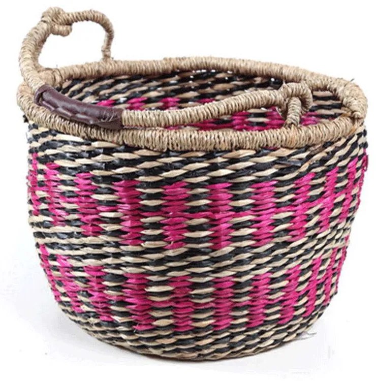 Καλάθι Διακοσμητικό Tide M 0680073 30x30x18cm Fuchsia-Multi Soulworks Seagrass