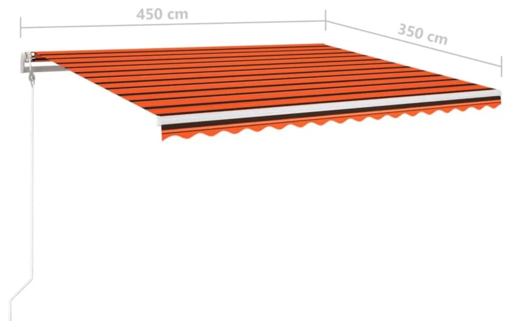 Τέντα Αυτόματη με LED&amp;Αισθητ. Ανέμου Πορτοκαλί/Καφέ 450x350 εκ. - Πολύχρωμο