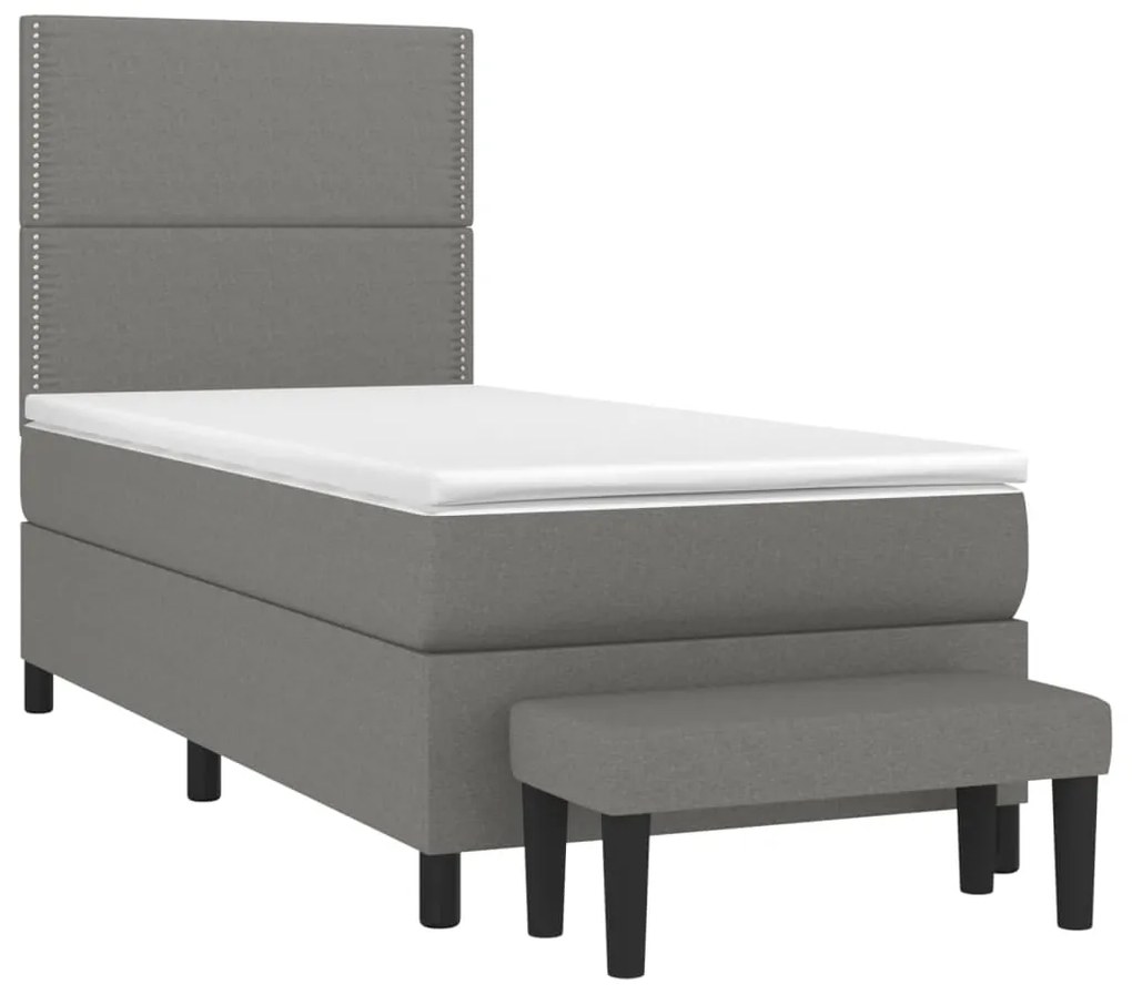 ΚΡΕΒΑΤΙ BOXSPRING ΜΕ ΣΤΡΩΜΑ ΣΚΟΥΡΟ ΓΚΡΙ 100X200 ΕΚ. ΥΦΑΣΜΑΤΙΝΟ 3136494