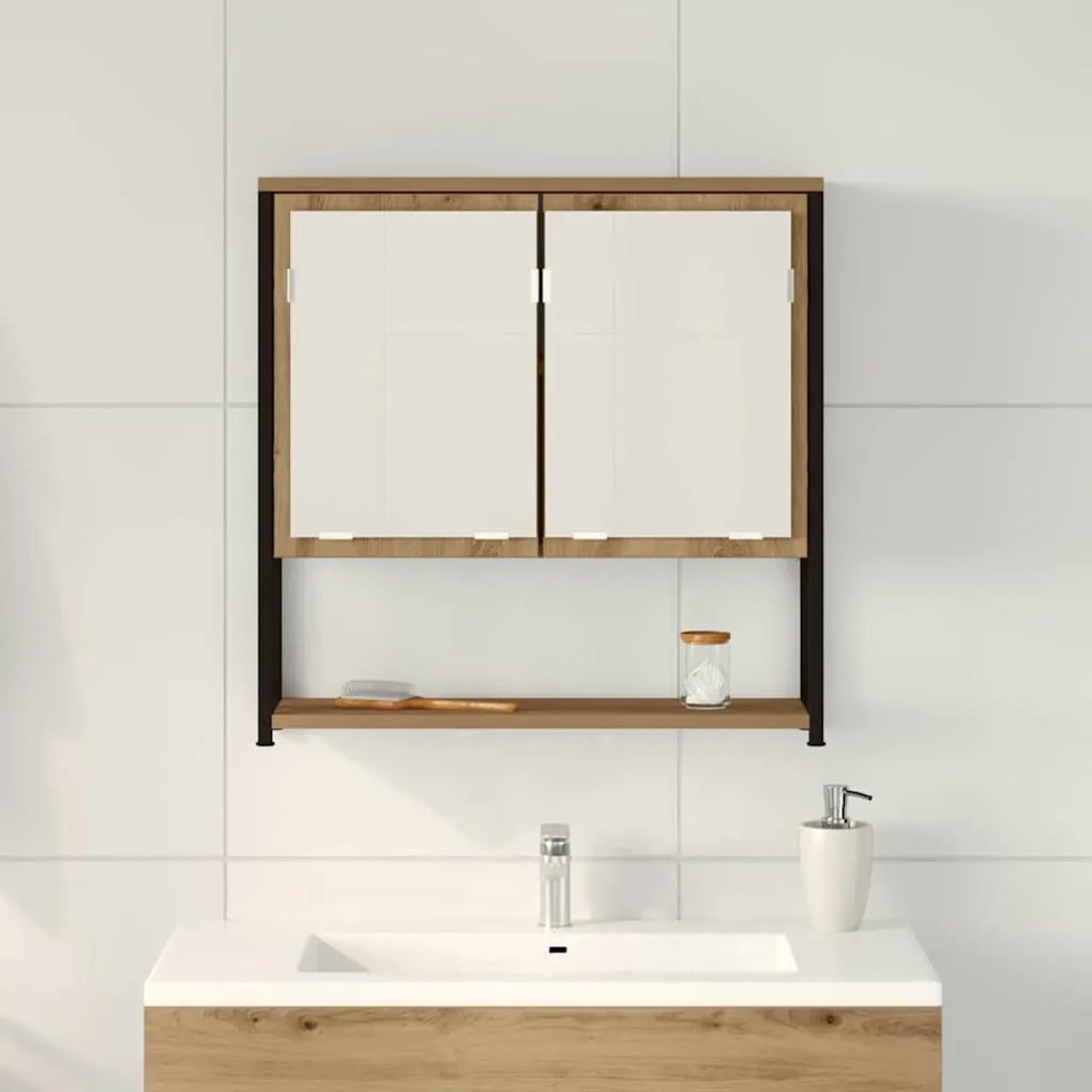vidaXL Ντουλάπι μπάνιου με καθρέφτη artisan δρυς 60 x 16 x 60 εκ